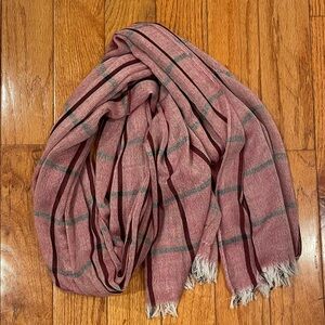 Red Plaid Scarf with Fringe